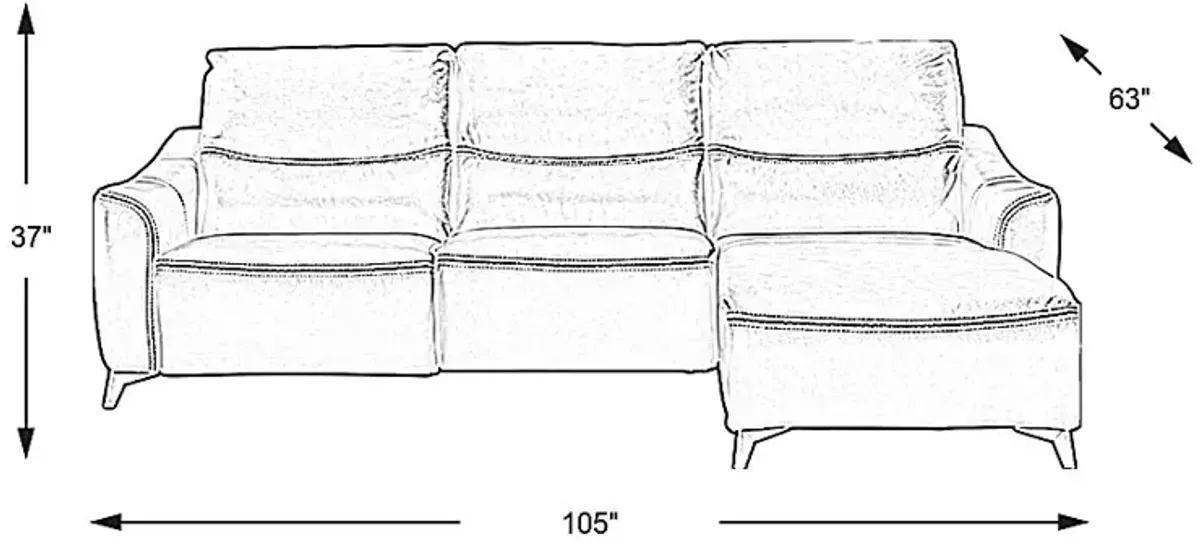 Domio Gray Leather 3 Pc Sectional