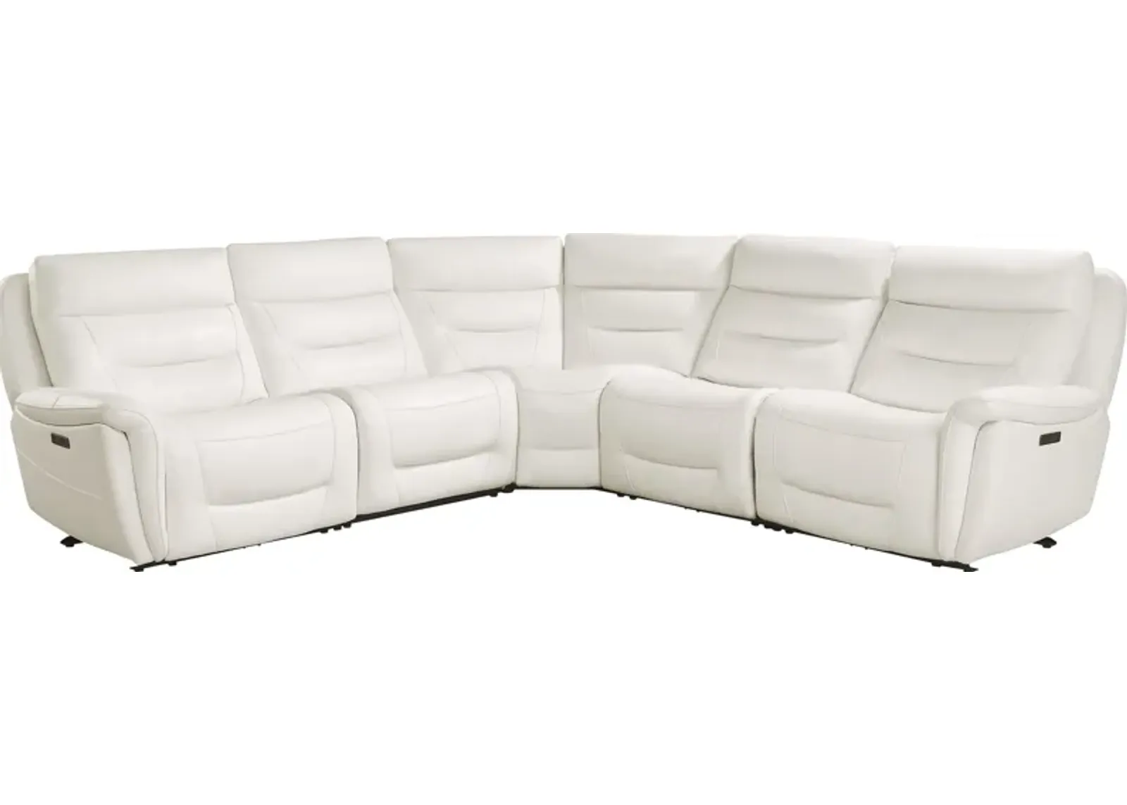 Regis Park White Leather 5 Pc Dual Power Reclining Sectional