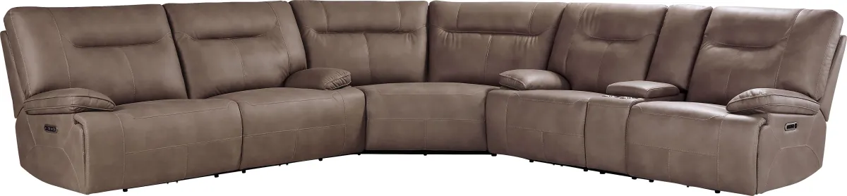 Barton Brown 3 Pc Dual Power Reclining Sectional