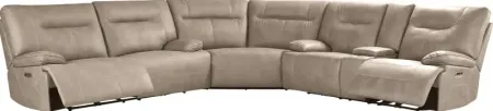Barton Taupe 3 Pc Dual Power Reclining Sectional