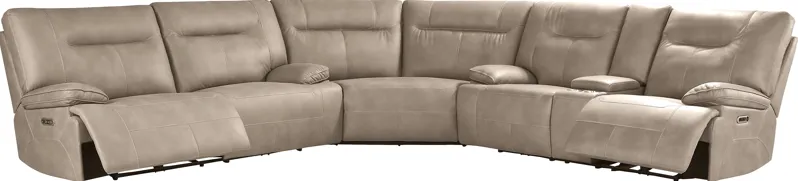 Barton Taupe 3 Pc Dual Power Reclining Sectional