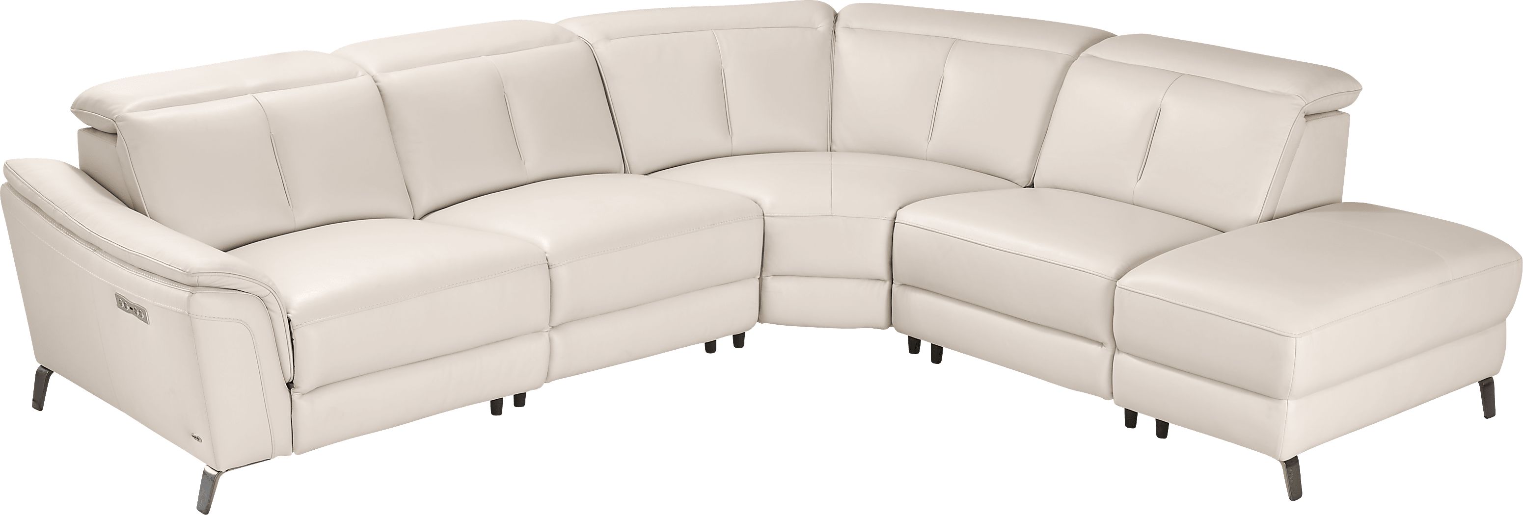 Naples Ivory Leather 5 Pc Dual Power Reclining Sectional