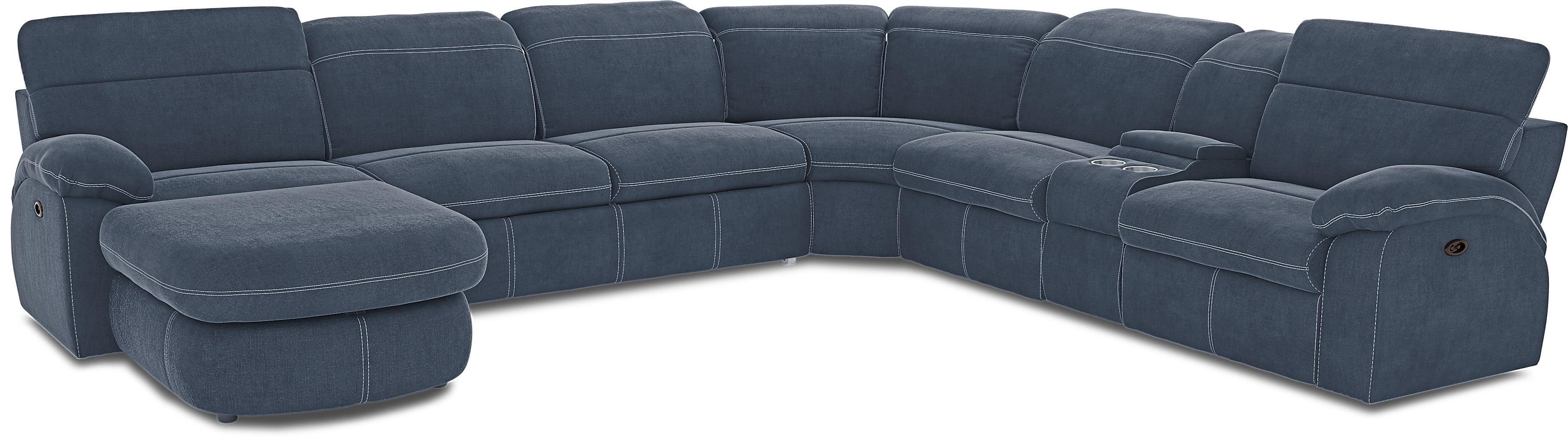 Crescent Place Navy 6 Pc Power Reclining Sleeper Sectional