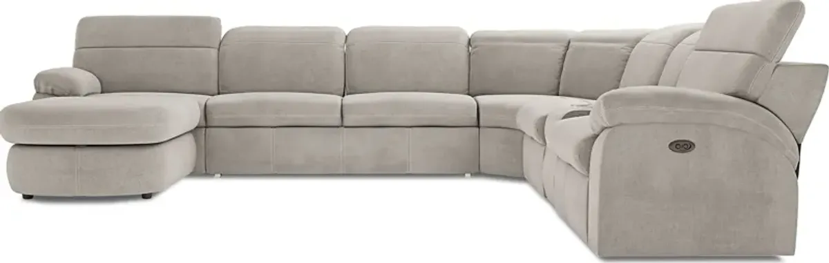 Crescent Place Gray 6 Pc Power Reclining Sleeper Sectional