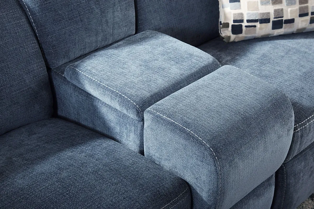Laurel Heights Blue 6 Pc Dual Power Reclining Sleeper Sectional