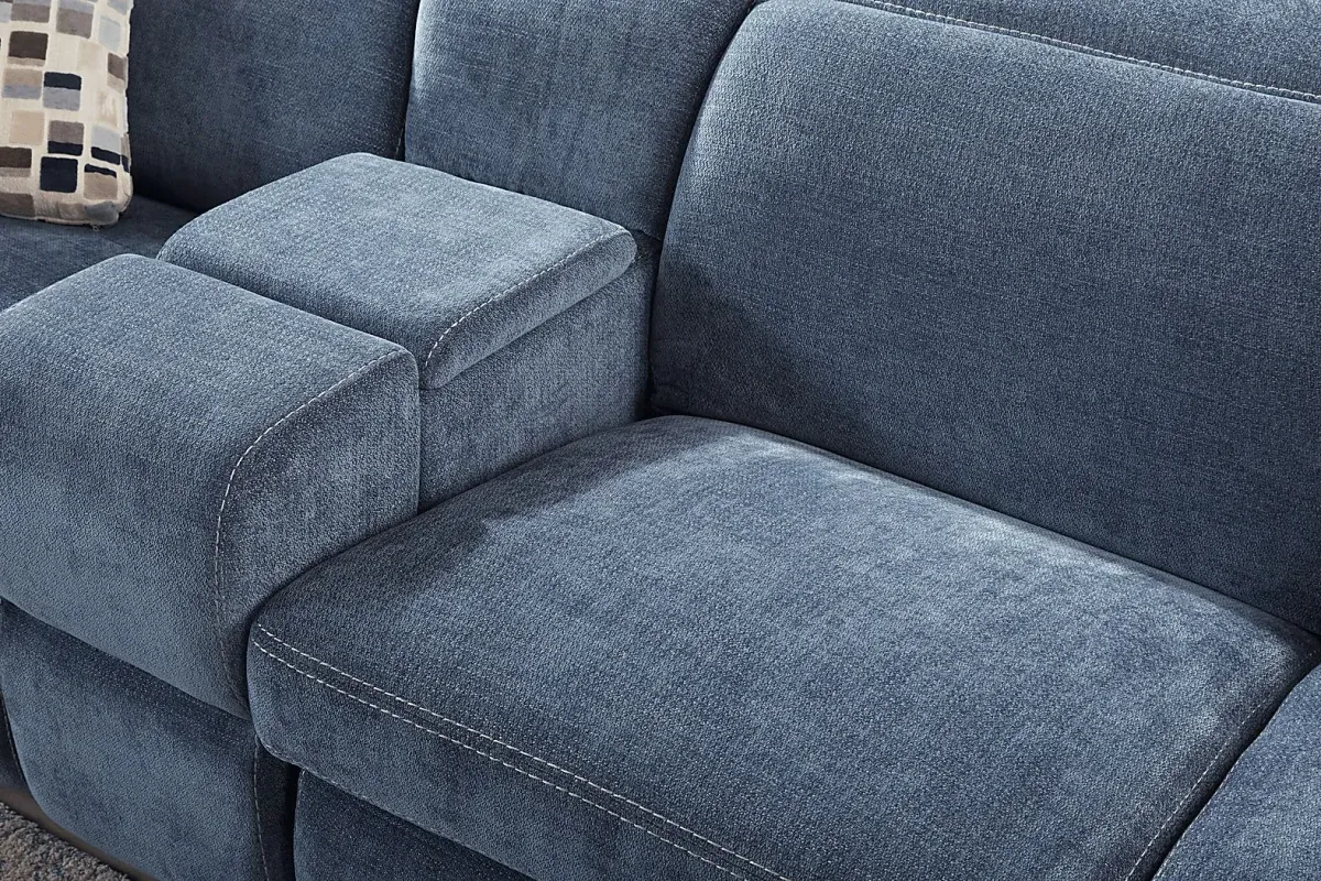 Laurel Heights Blue 6 Pc Dual Power Reclining Sleeper Sectional