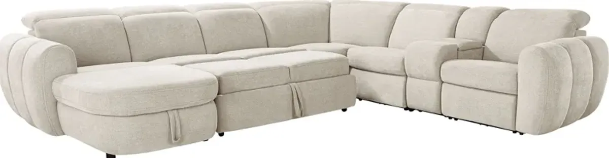 Laurel Heights Gray 6 Pc Dual Power Reclining Sleeper Sectional