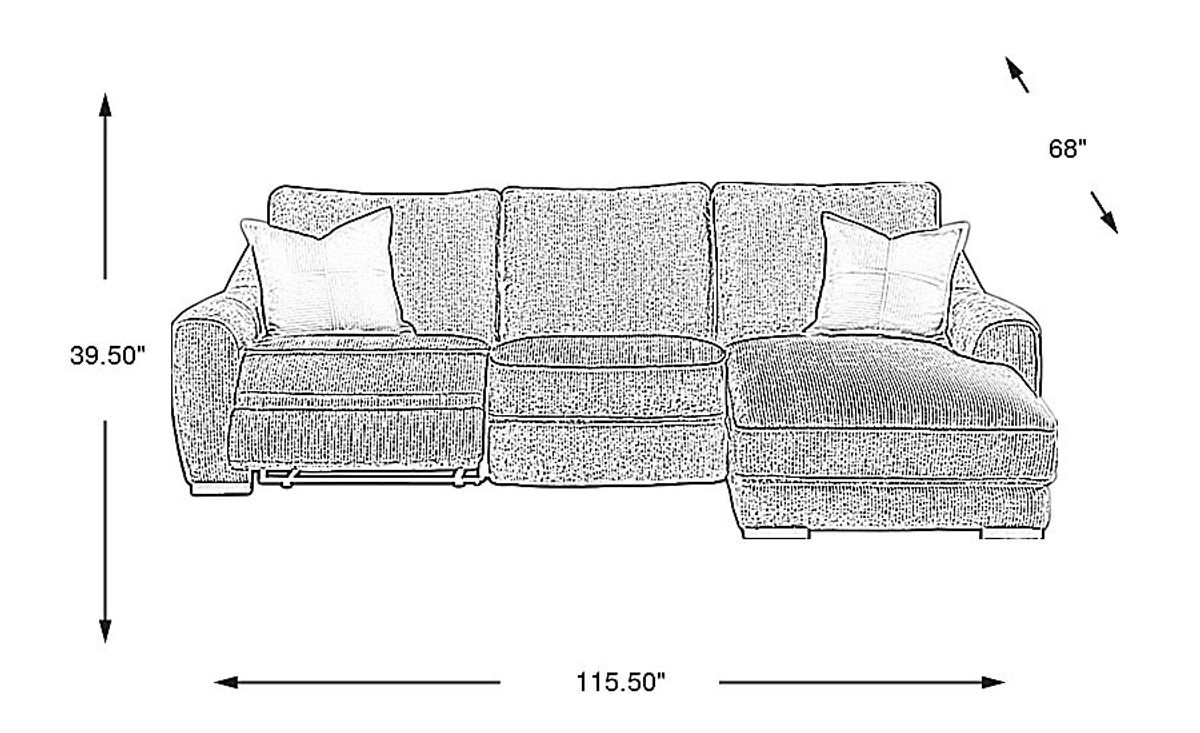 Somerset Gray 3 Pc Dual Power Reclining Sectional