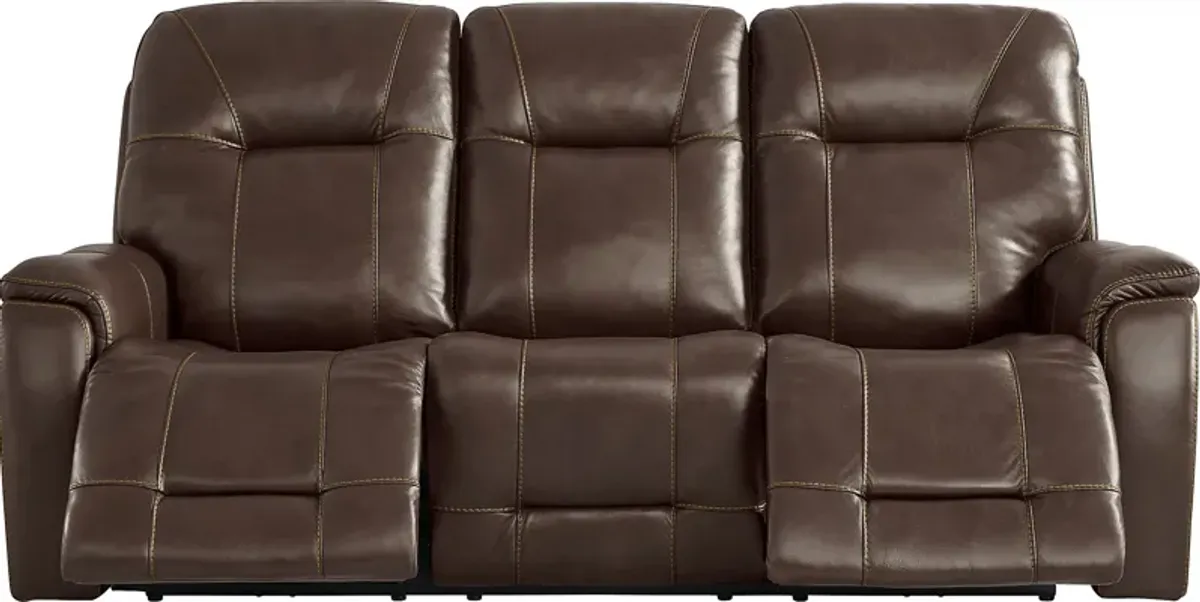 Matthews Cove Brown Leather 2 Pc Triple Power Reclining Living Room