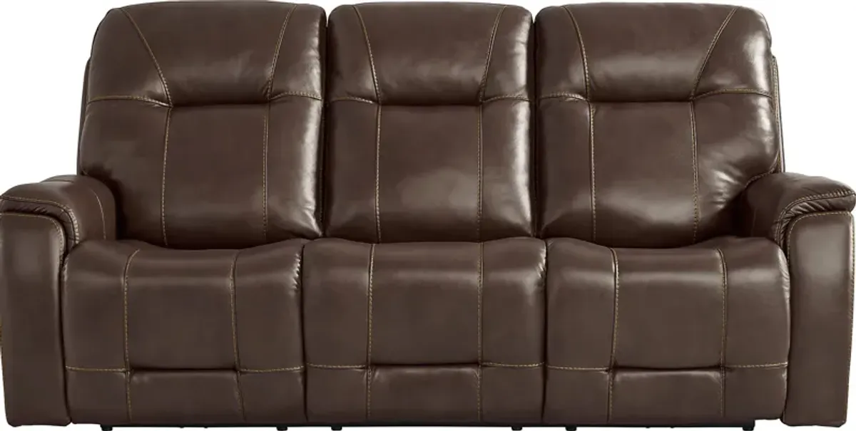 Matthews Cove Brown Leather 2 Pc Triple Power Reclining Living Room