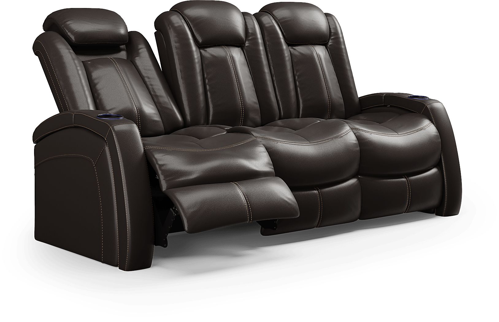 moretti brown leather dual power reclining sofa