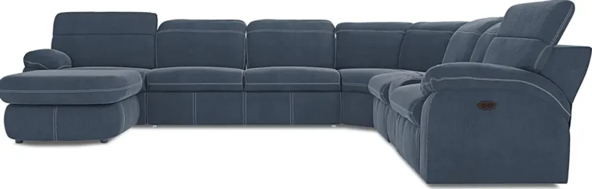 Crescent Place Navy 6 Pc Power Reclining Sleeper Sectional