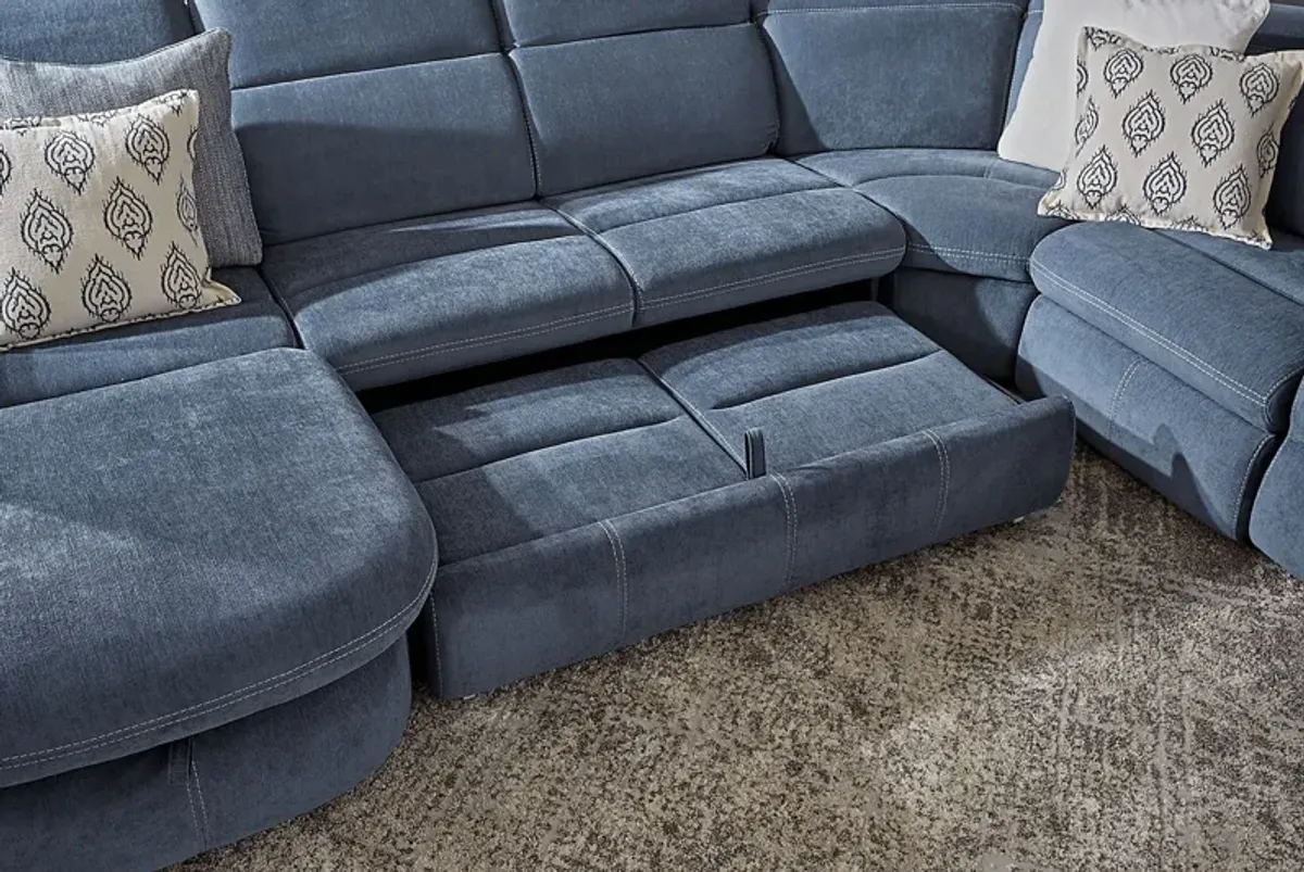 Crescent Place Navy 6 Pc Power Reclining Sleeper Sectional