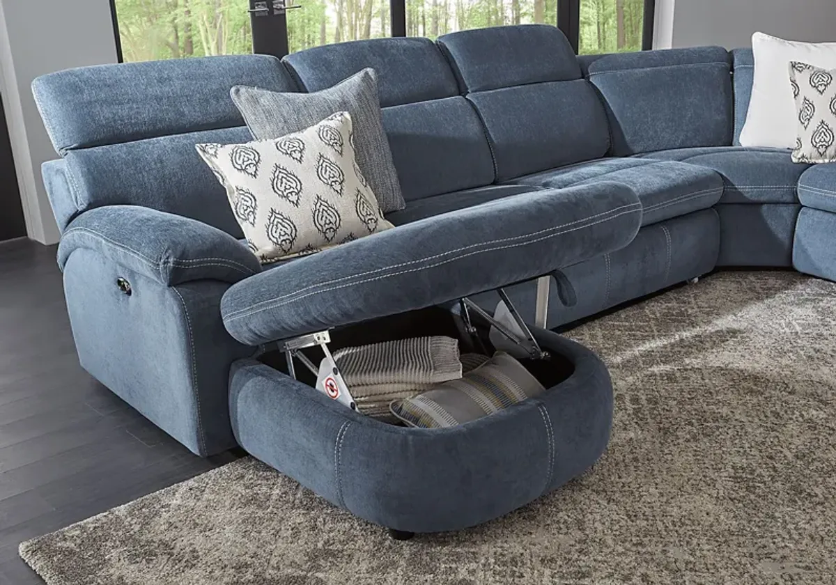 Crescent Place Navy 6 Pc Power Reclining Sleeper Sectional