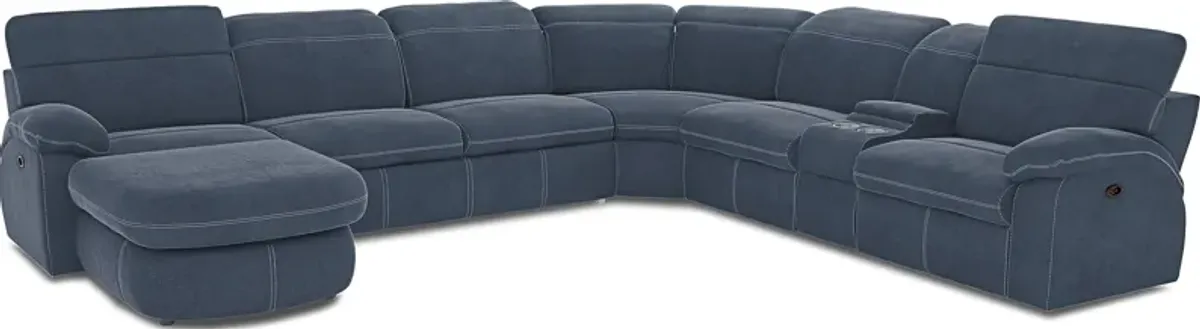 Crescent Place Navy 6 Pc Power Reclining Sleeper Sectional