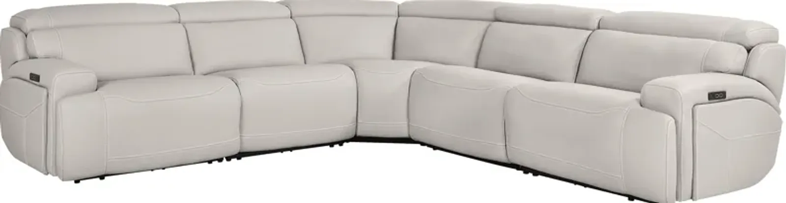 Alessio Light Gray Leather 5 Pc Dual Power Reclining Sectional