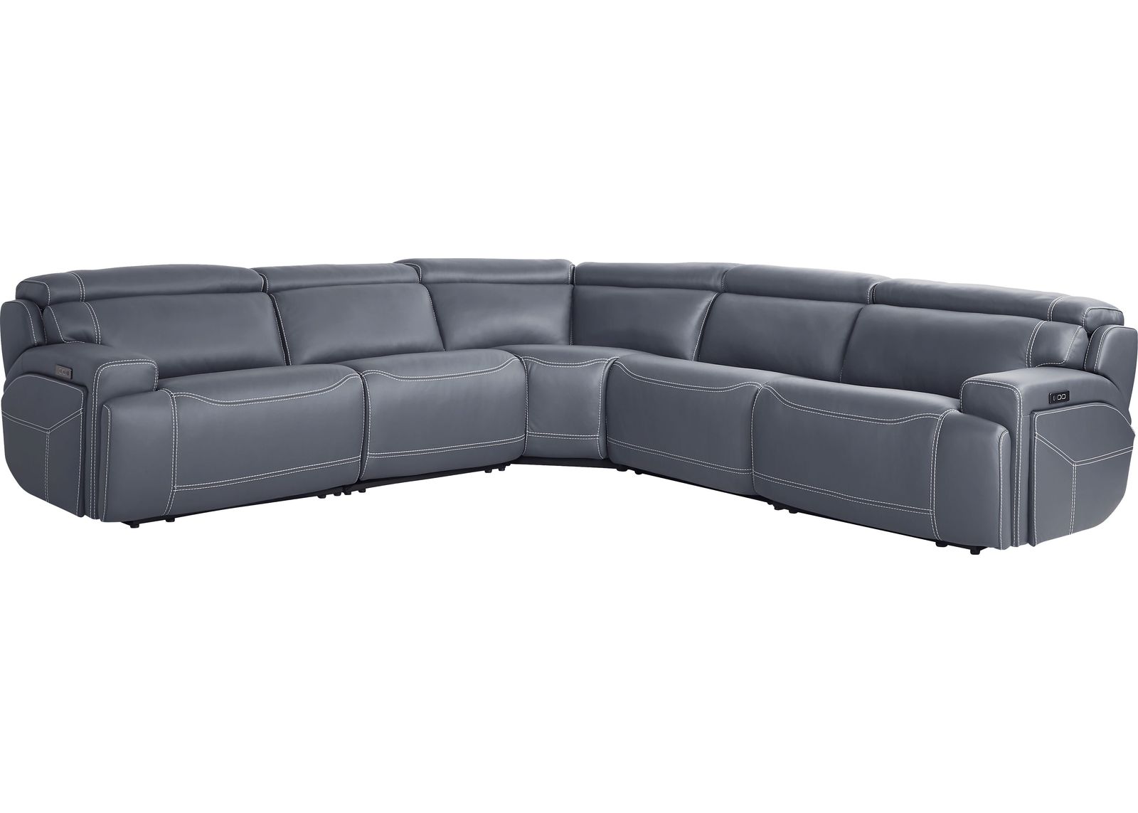 Alessio Navy 5 Pc Dual Power Reclining Sectional