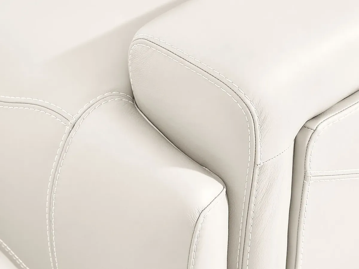 Alessio White Leather 5 Pc Dual Power Reclining Sectional