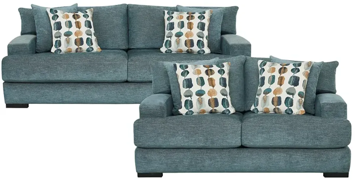 Archer Blue 2 Pc Living Room