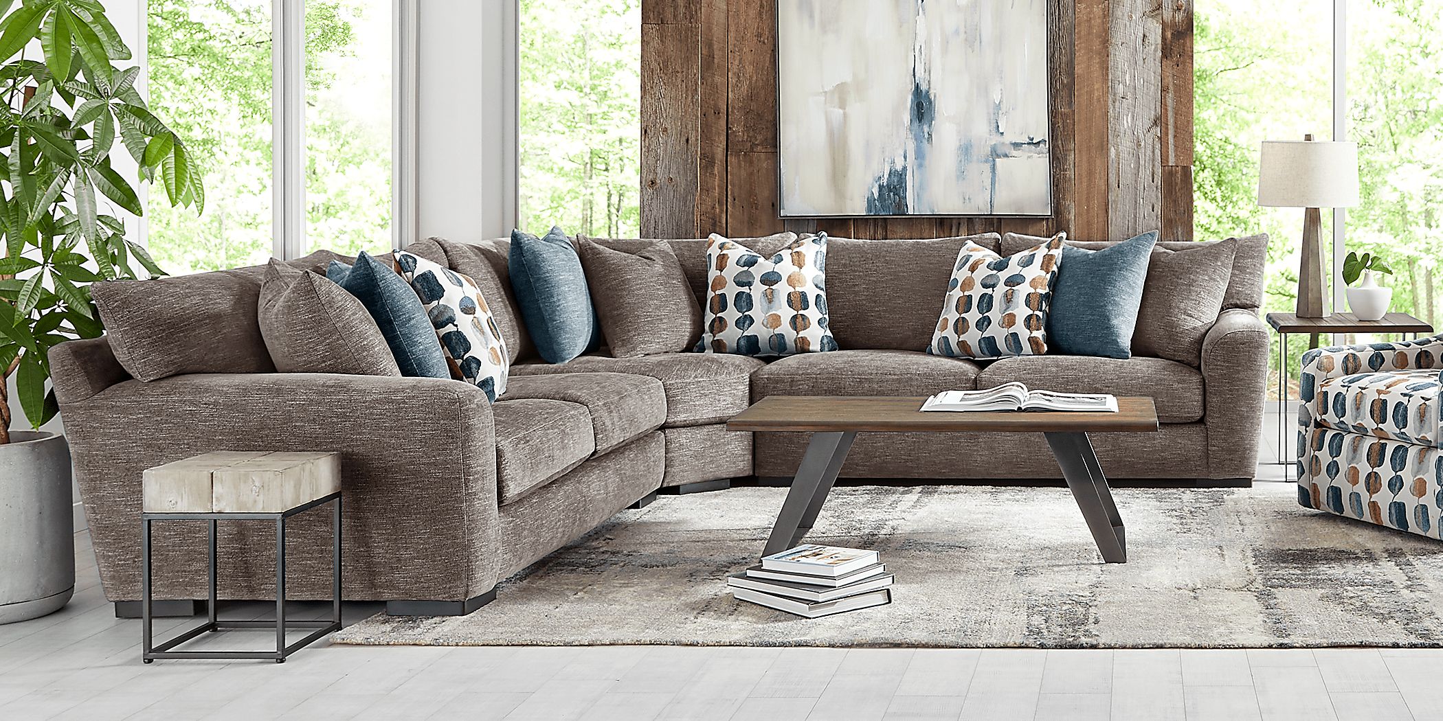 Brooklyn Gardens Mocha 3 Pc Sectional