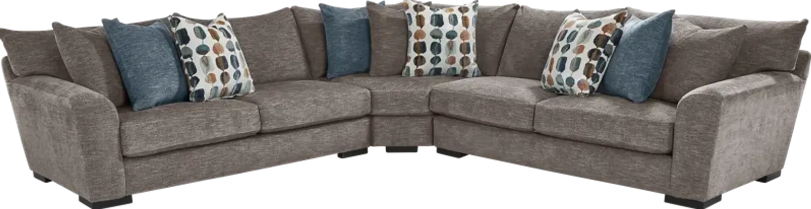 Brooklyn Gardens Mocha 3 Pc Sectional