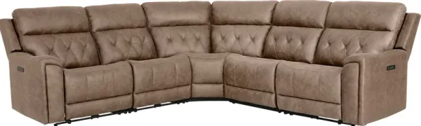 Hardwick Brown Dual Power 5 Pc Sectional