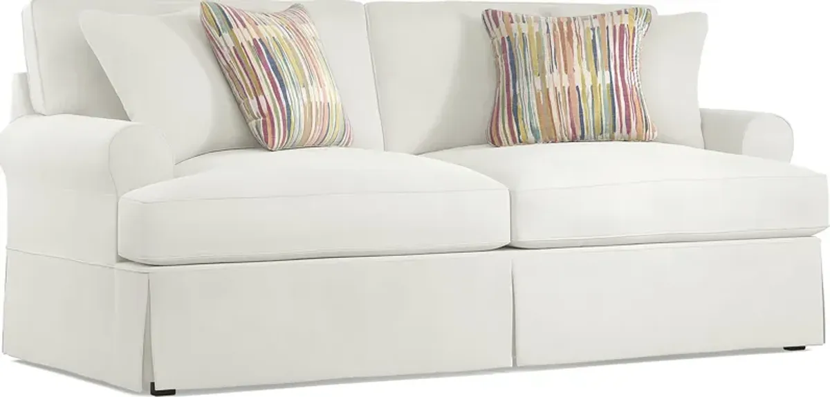 Beachside Walk White Denim Slipcover Sofa