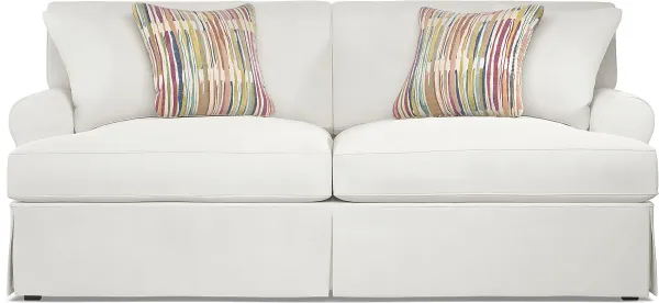 Beachside Walk White Denim Slipcover Sofa