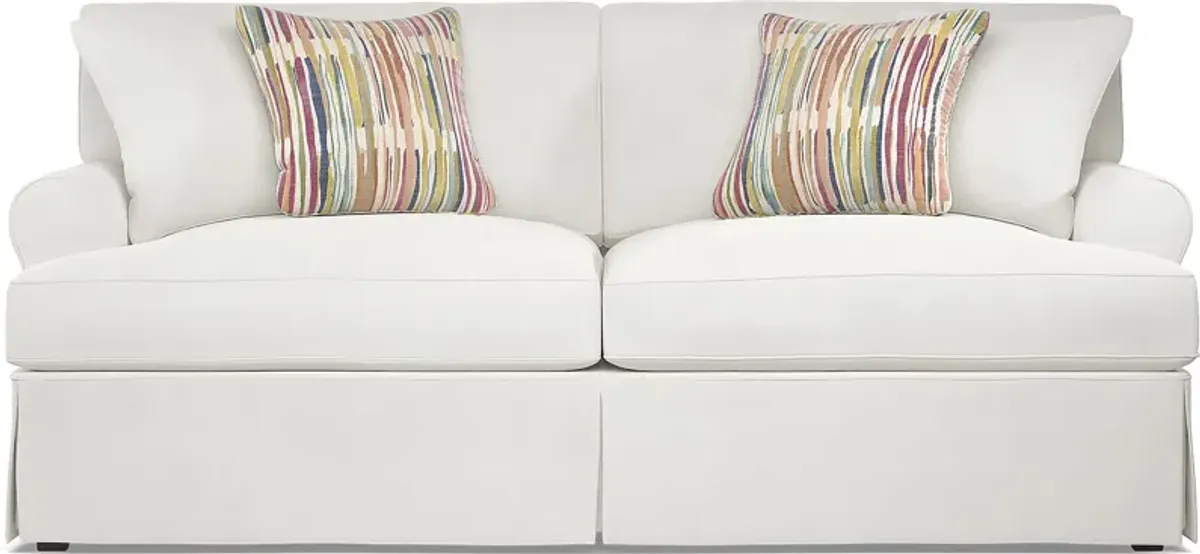 Beachside Walk White Denim Slipcover Sofa