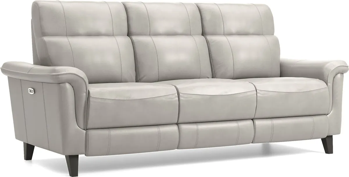 Avezzano Stone Leather 2 Pc Living Room with Dual Power Reclining Sofa