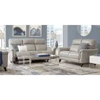 Avezzano Stone Leather 2 Pc Living Room with Dual Power Reclining Sofa