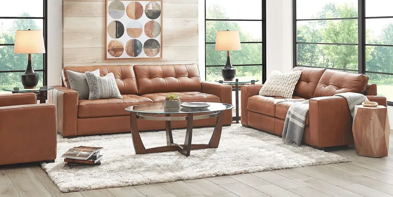 Messina Brown Leather 5 Pc Living Room