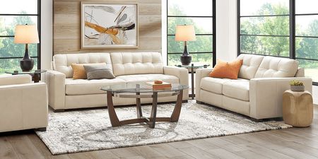Messina Ivory Leather 5 Pc Living Room