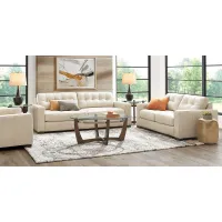 Messina Ivory Leather 5 Pc Living Room
