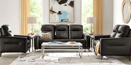 Parkside Heights Black Cherry Leather 2 Pc Living Room w/Dual Power Reclining Sofa