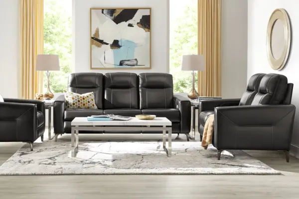 Parkside Heights Black Cherry Leather 2 Pc Living Room w/Dual Power Reclining Sofa