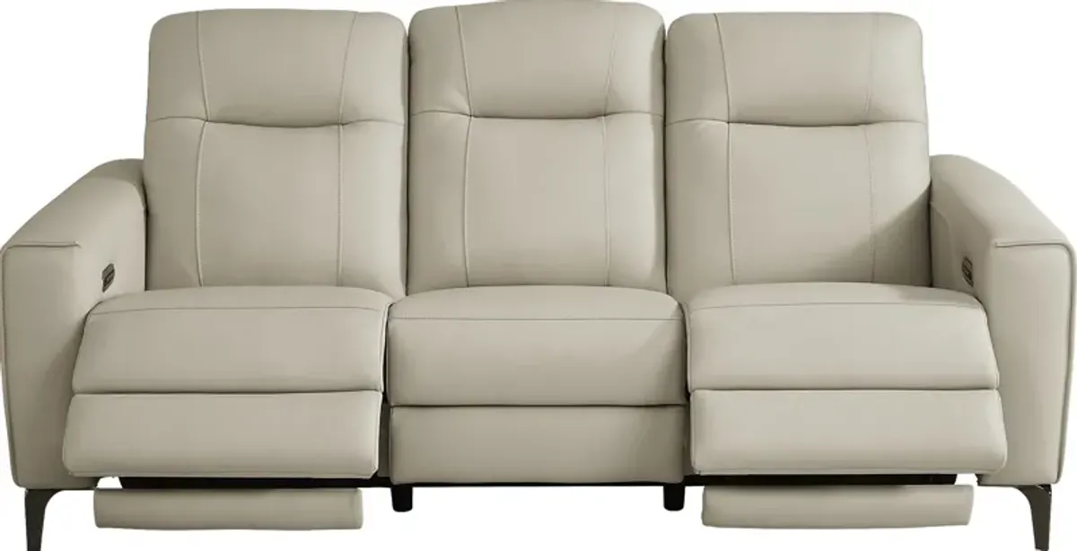 Parkside Heights Beige Leather 2 Pc Living Room with Dual Power Reclining Sofa