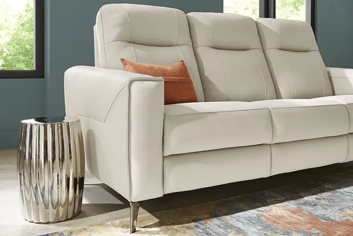 Parkside Heights Beige Leather 2 Pc Living Room with Dual Power Reclining Sofa