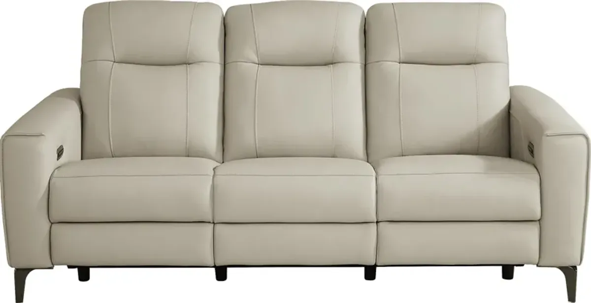 Parkside Heights Beige Leather 2 Pc Living Room with Dual Power Reclining Sofa