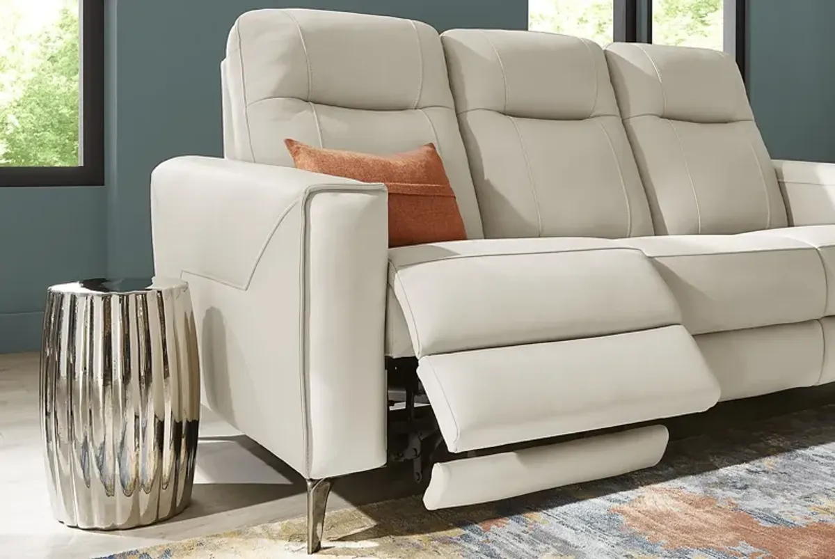 Parkside Heights Beige Leather 2 Pc Living Room with Dual Power Reclining Sofa