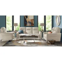 Parkside Heights Beige Leather 2 Pc Living Room with Dual Power Reclining Sofa