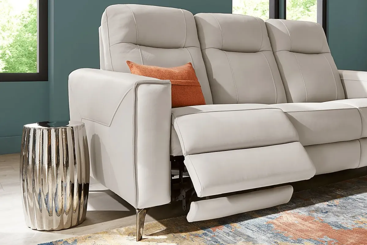 Parkside Heights Gray Leather 2 Pc Living Room with Dual Power Reclining Sofa