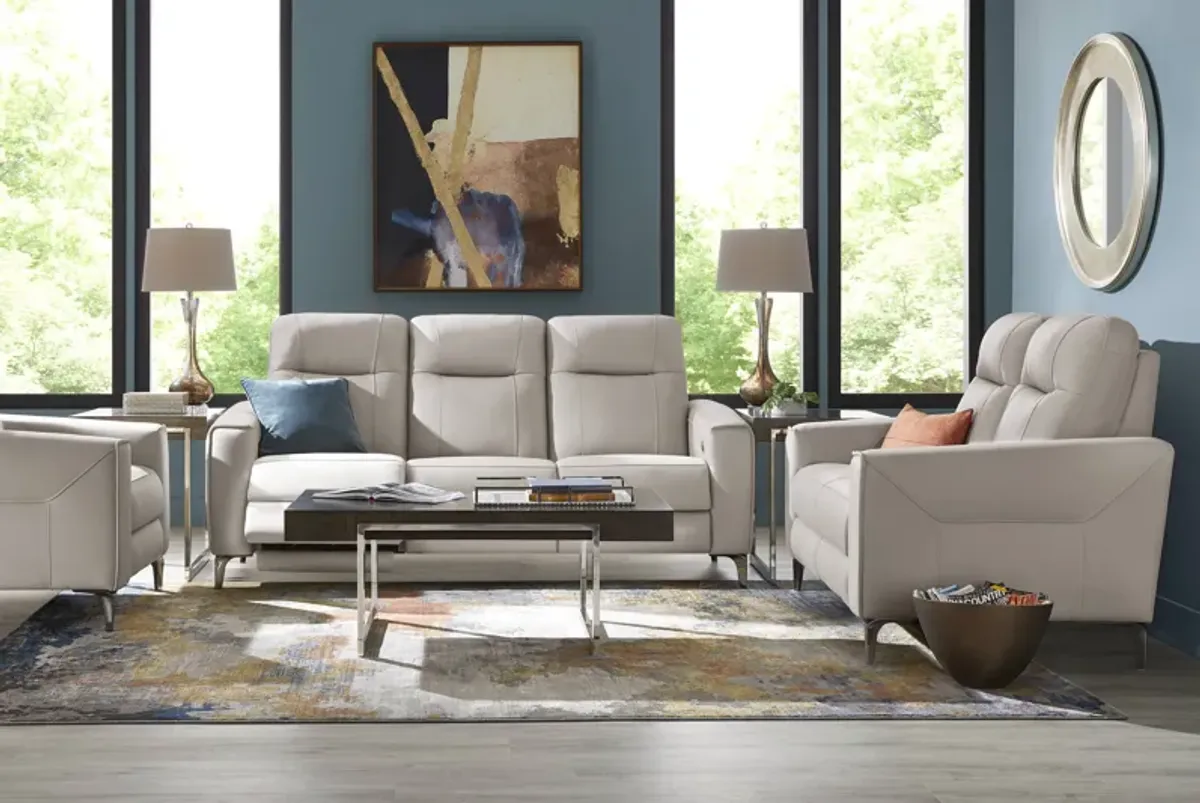 Parkside Heights Gray Leather 2 Pc Living Room with Dual Power Reclining Sofa