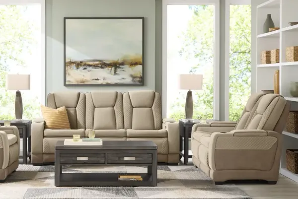 Donovan Park Beige 2 Pc Living Room with Dual Power Reclining Sofa