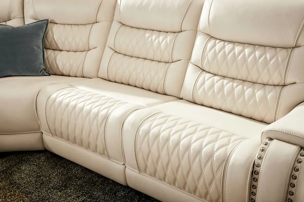 Marquee Cream 6 Pc Leather Triple Power Reclining Sectional
