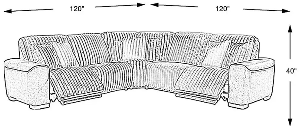 Bedingfield Gray 5 Pc Dual Power Reclining Sectional