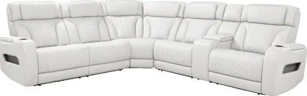 Encore White Leather 3 Pc Triple Power Reclining Sectional