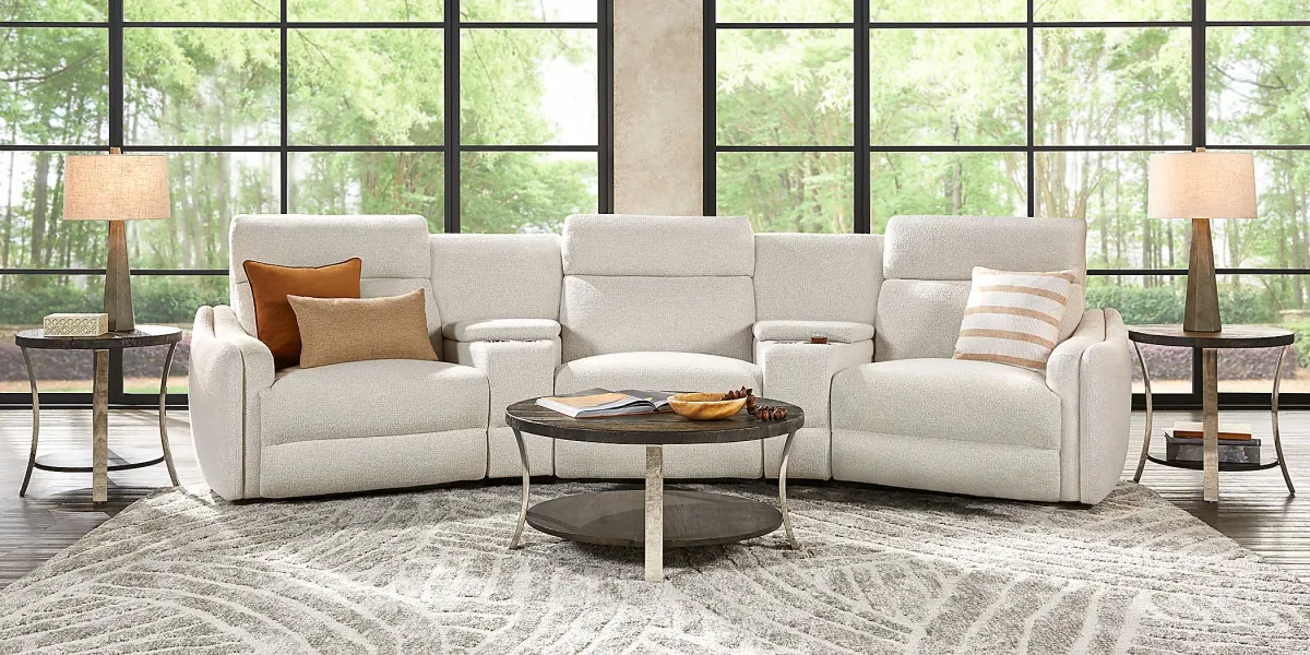 Yountville White 6 Pc Dual Power Reclining Sectional