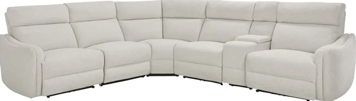 Yountville White 6 Pc Dual Power Reclining Sectional