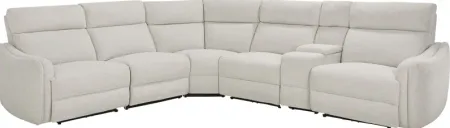 Yountville White 6 Pc Dual Power Reclining Sectional